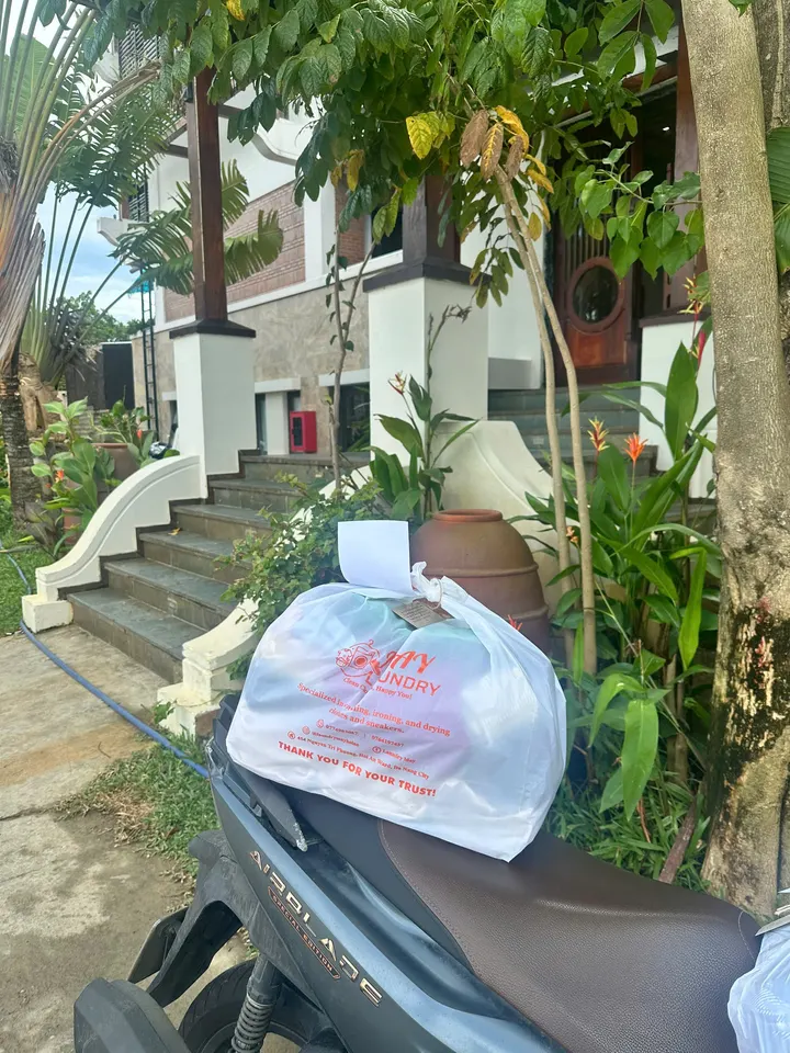Clean laundry packed and labelled by May Laundry in Hoi An