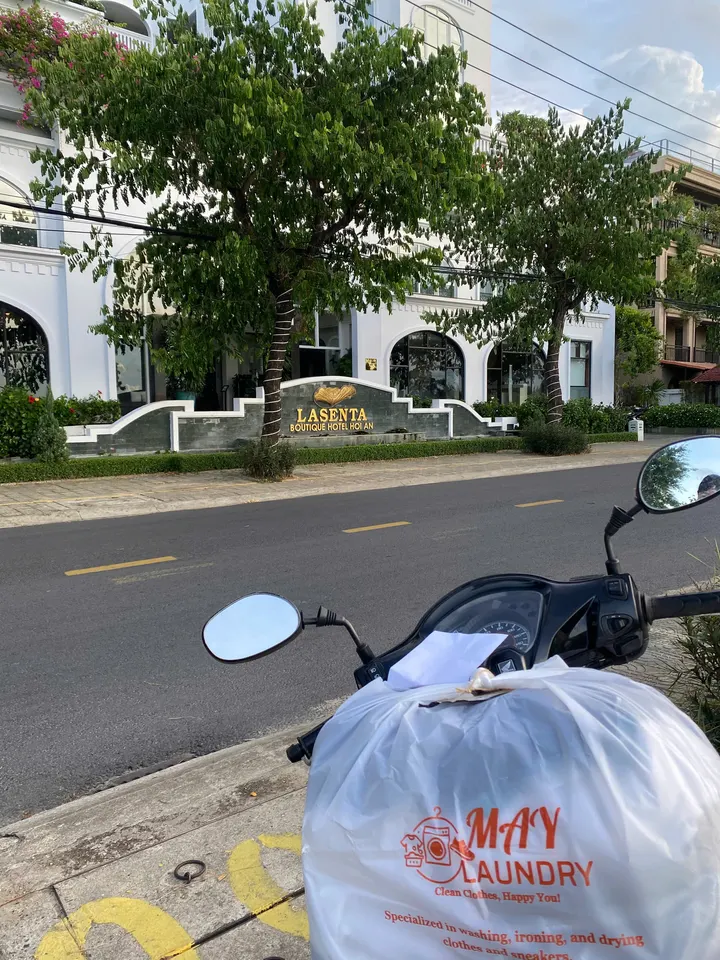 Clean laundry packed and labelled by May Laundry in Hoi An